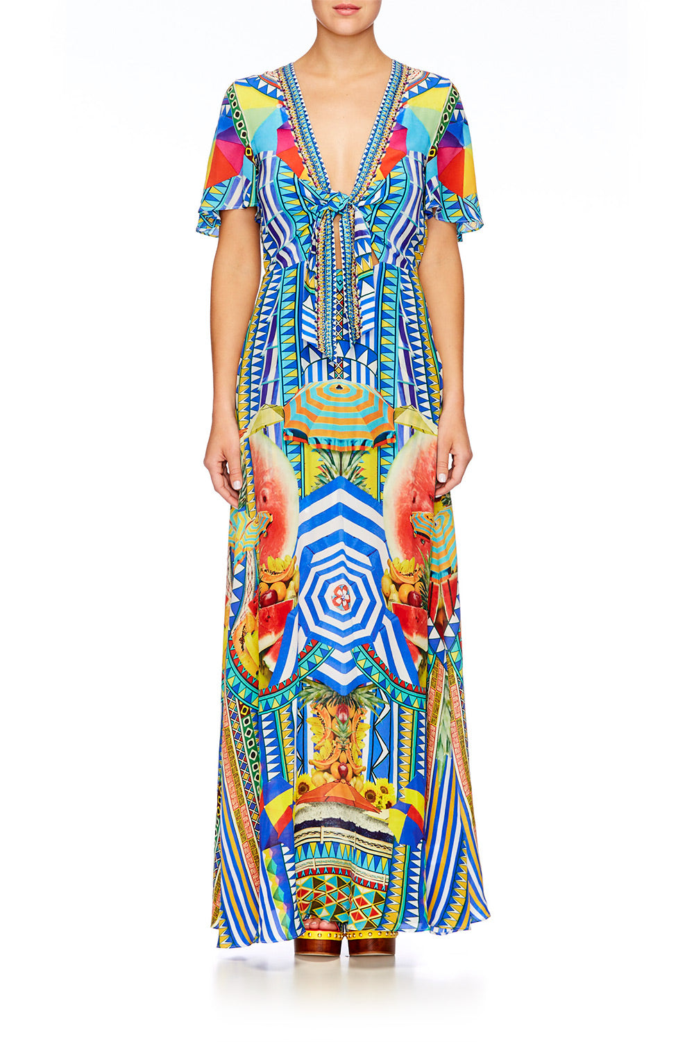 BOOK A SHADE TIE FRONT MAXI DRESS