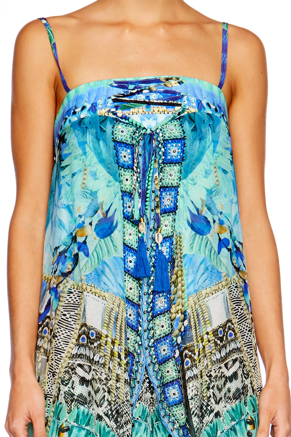 LEAVE ME WILD TIE DETAIL OVERLAY PLAYSUIT