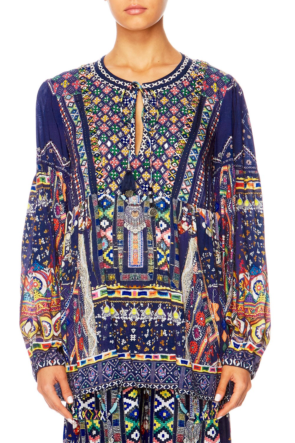 WHERE YOULL FIND ME LONGLINE PEASANT TOP