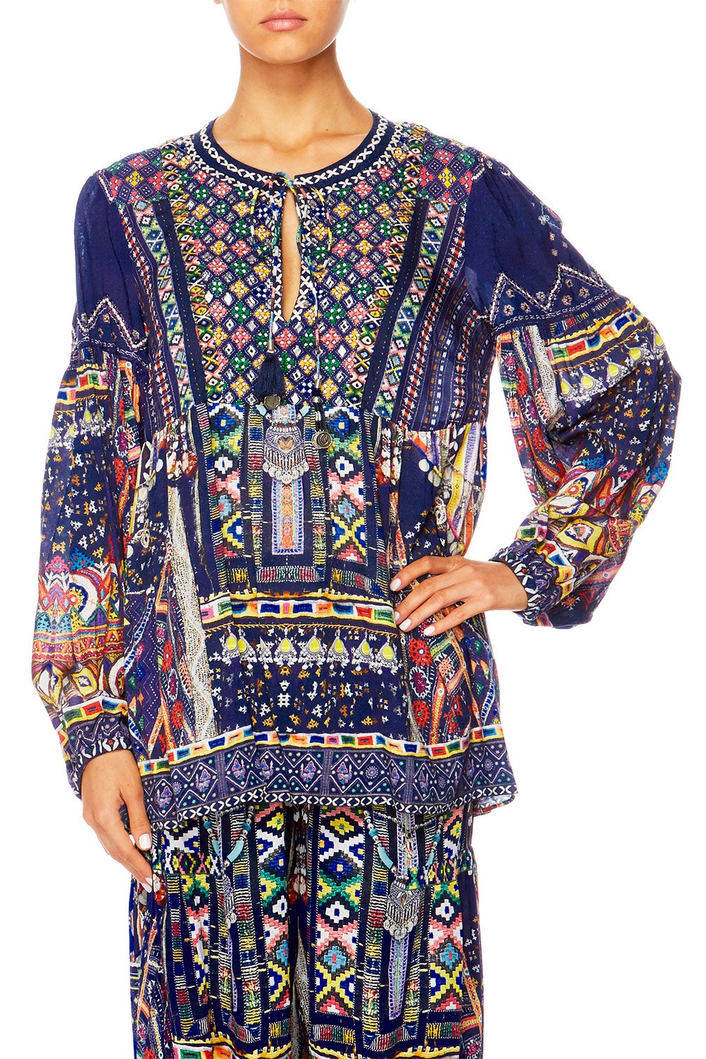 WHERE YOULL FIND ME LONGLINE PEASANT TOP