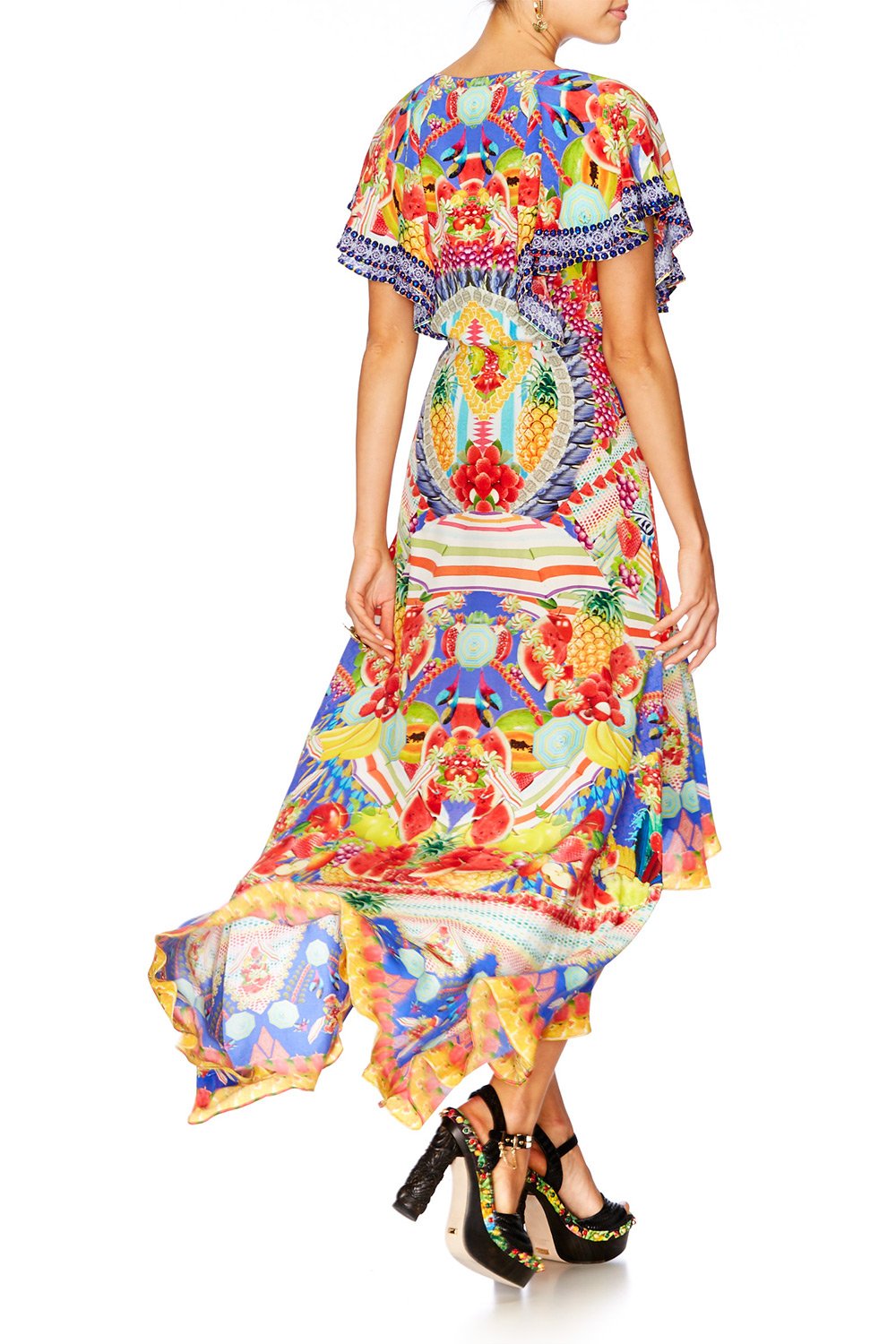 RIO RIOT FRILL SLEEVE LONG DRESS