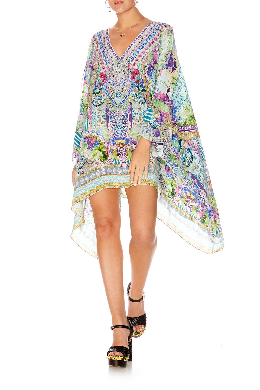 SALVADOR FIELDS FOREVER SPLIT SHOULDER SHORT KAFTAN