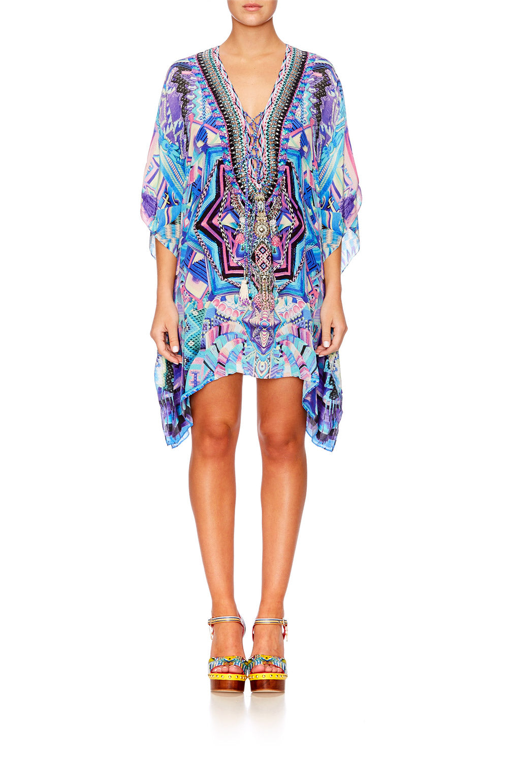 THREADS OF COSMOS SHORT LACE UP KAFTAN