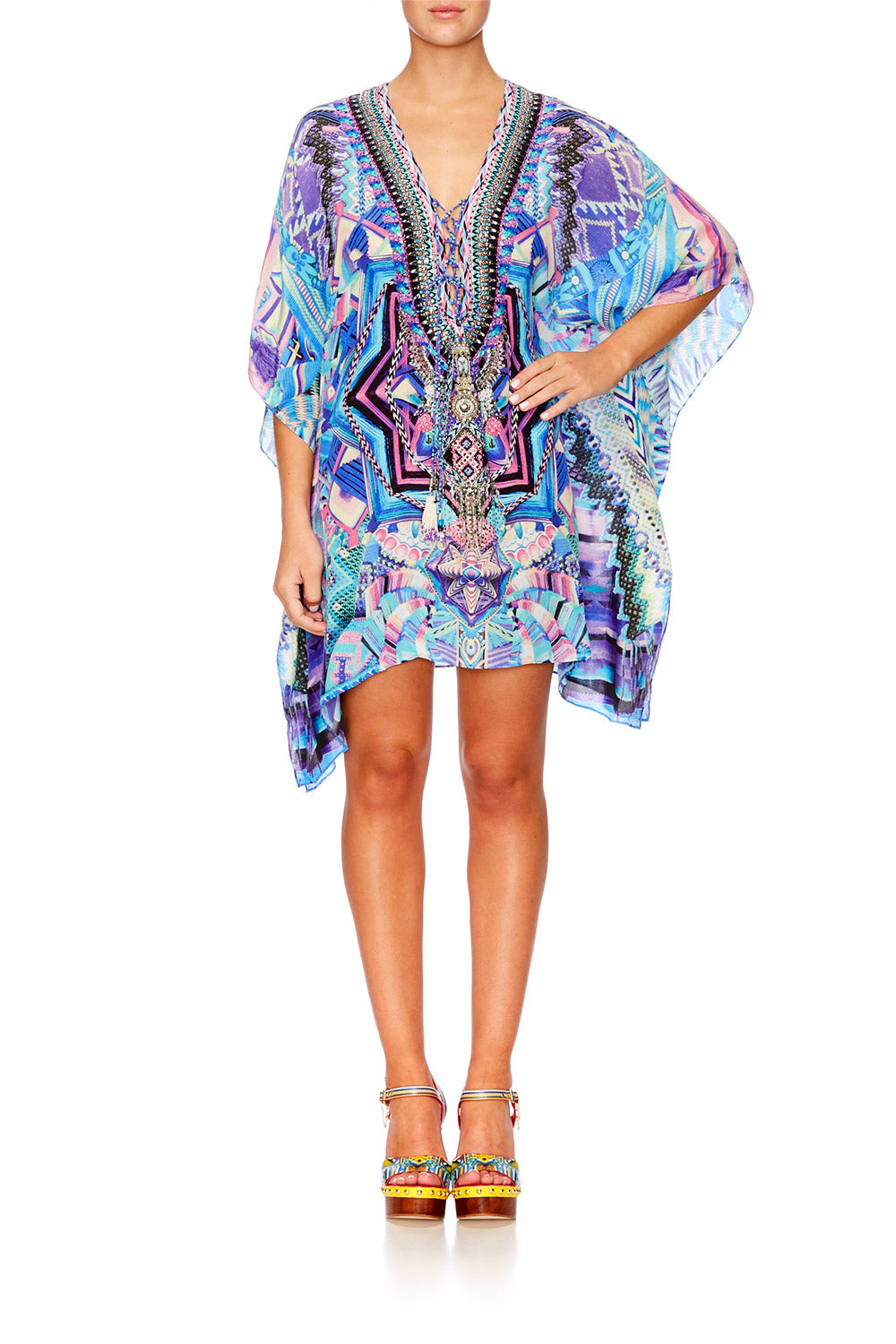 THREADS OF COSMOS SHORT LACE UP KAFTAN