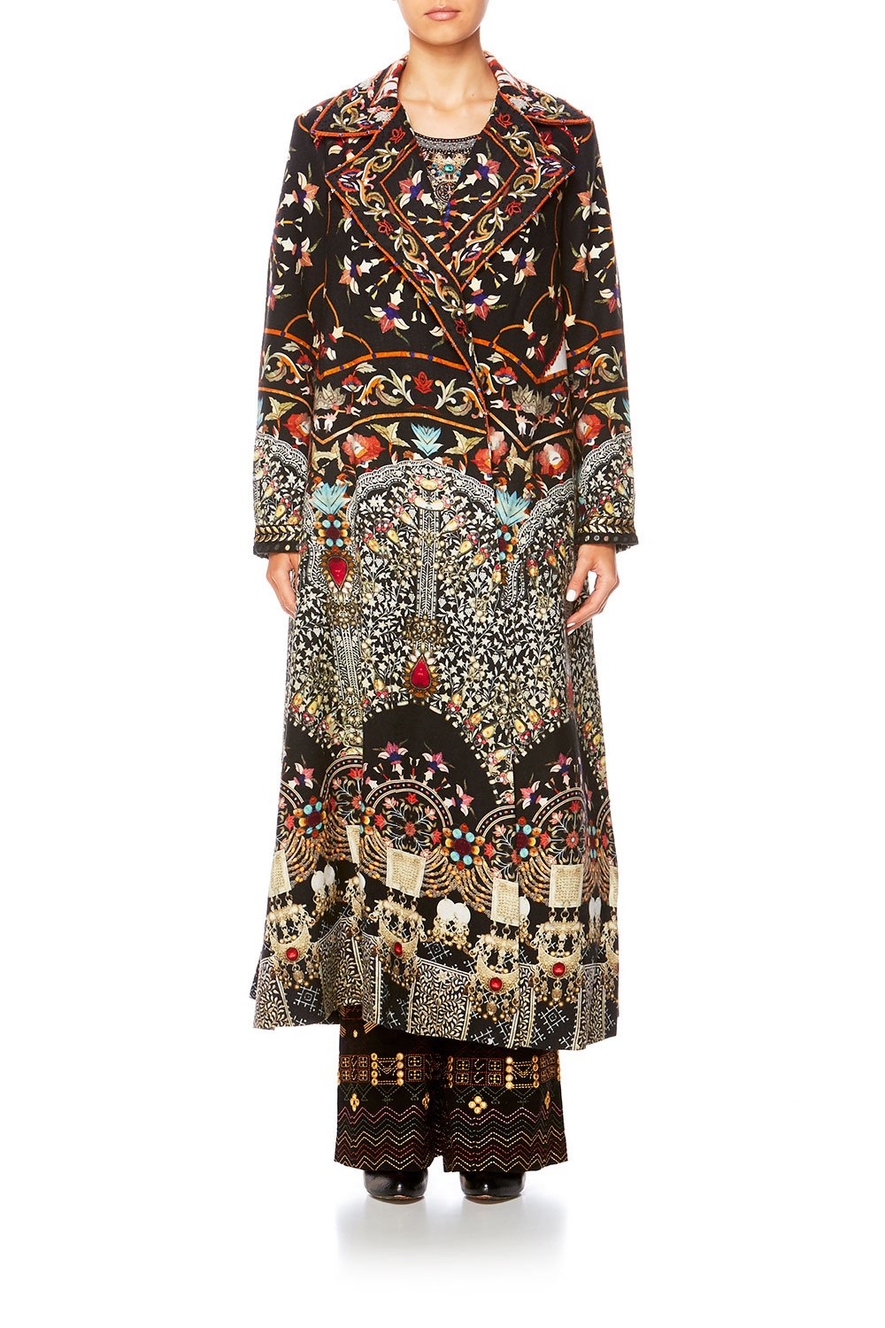 CHAMBER OF REFLECTIONS LONG OPEN COAT W WIDE COLLAR