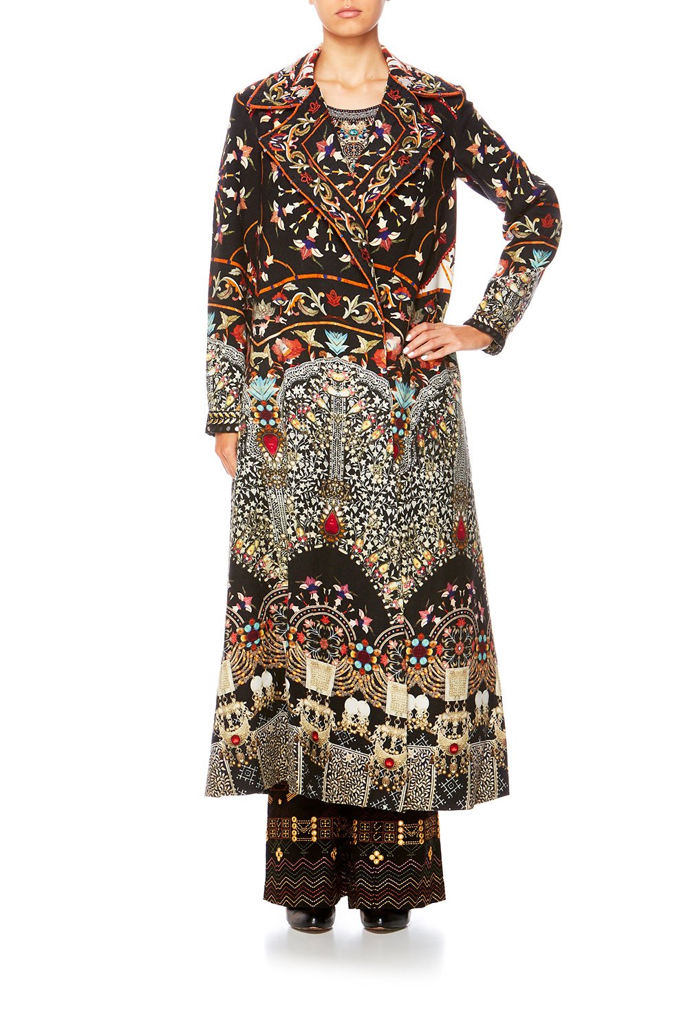 CHAMBER OF REFLECTIONS LONG OPEN COAT W WIDE COLLAR