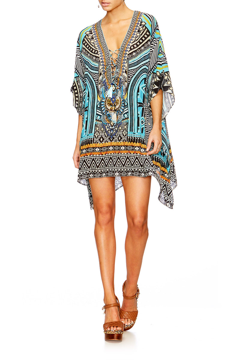 SHORT LACE UP KAFTAN HANI HONEY