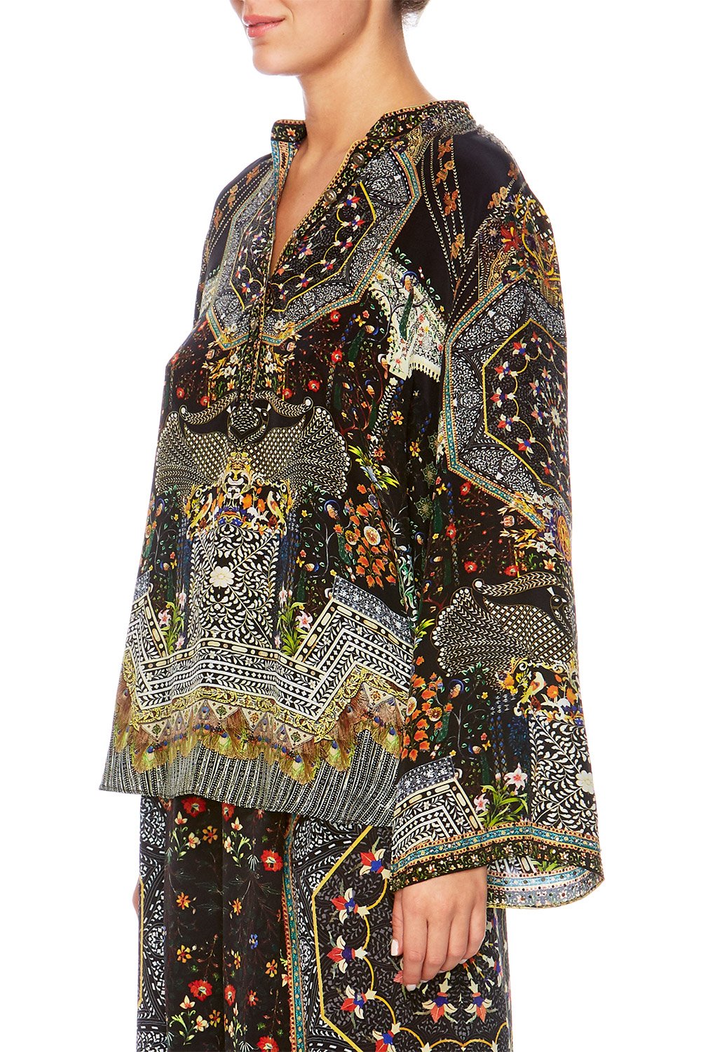 BEHIND CLOSED DOORS WIDE SLEEVE BUTTON UP BLOUSE