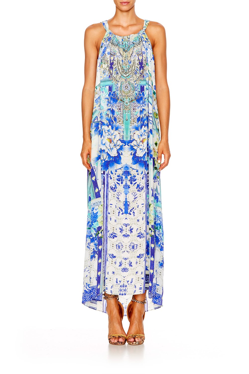 PORCELAIN PARADISE DRAWSTRING DRESS