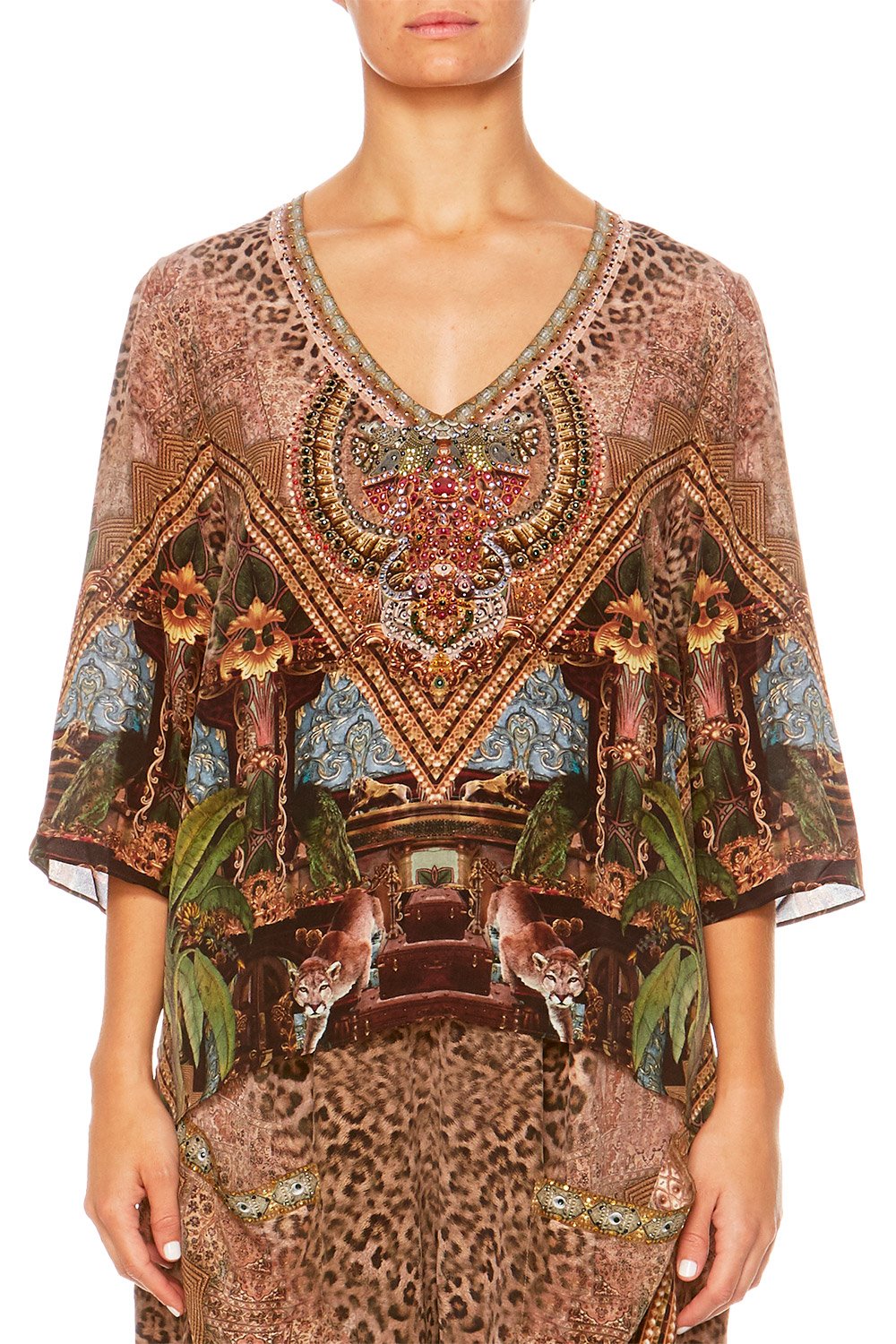 THE GYPSY LOUNGE V-NECK OVERSIZED BLOUSE