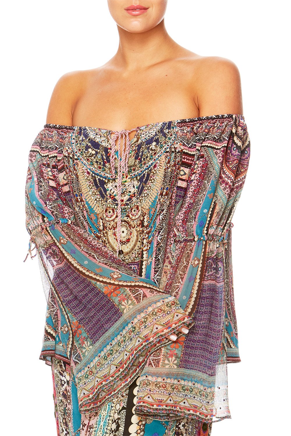 TIMES WE SHARE DROP SHOULDER BELLE SLEEVE TOP