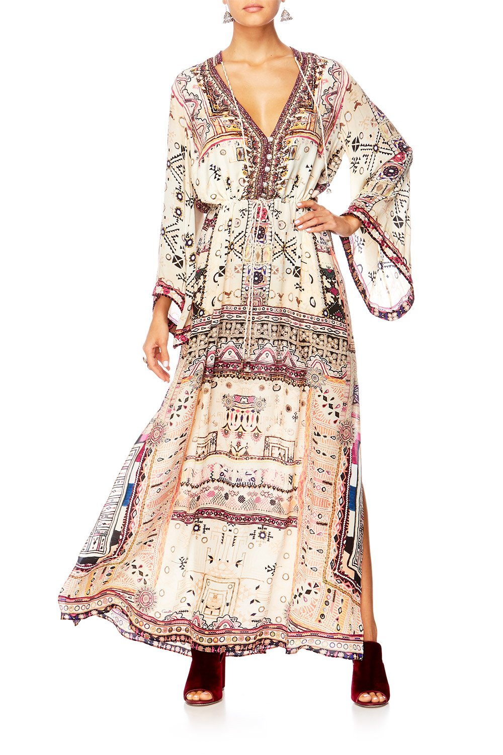 ON THE ROAD DRAWSTRING BUTTON UP DRESS