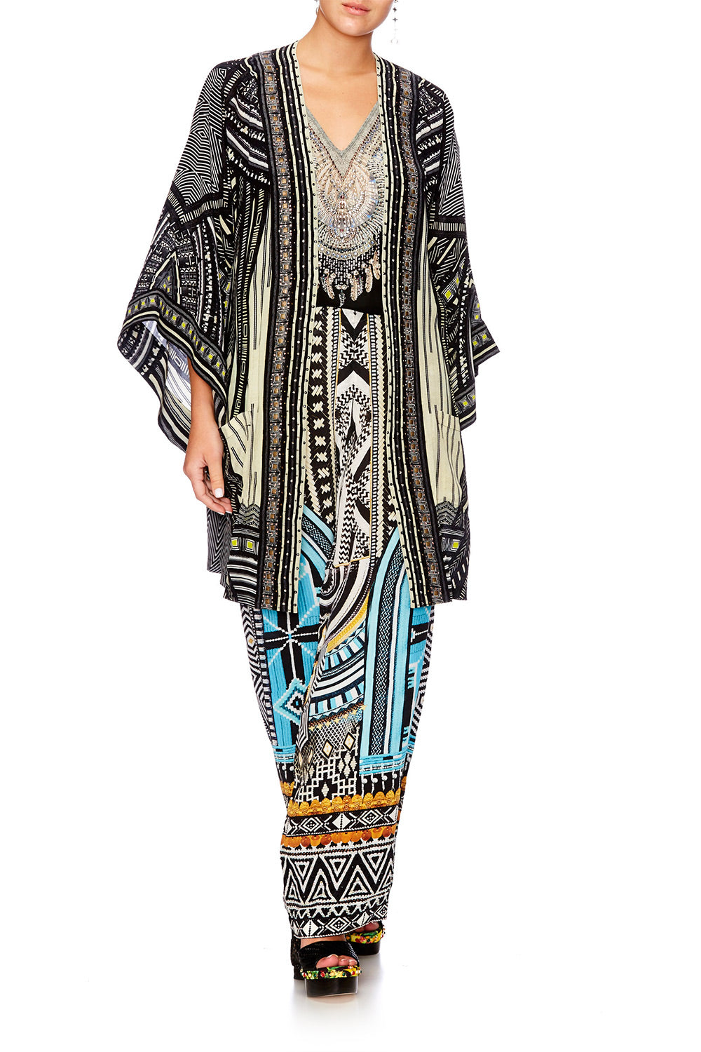 BETWEEN THE LINES KIMONO W TIE BELT
