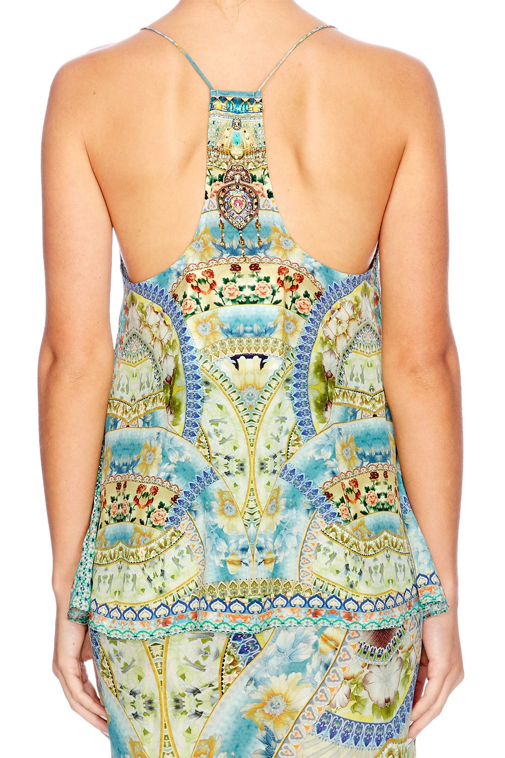 SIGN OF PEACE T-BACK SHOESTRING TOP