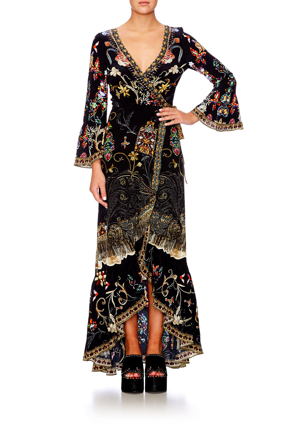 DANCING IN THE DARK LONG SLEEVE WRAP DRESS