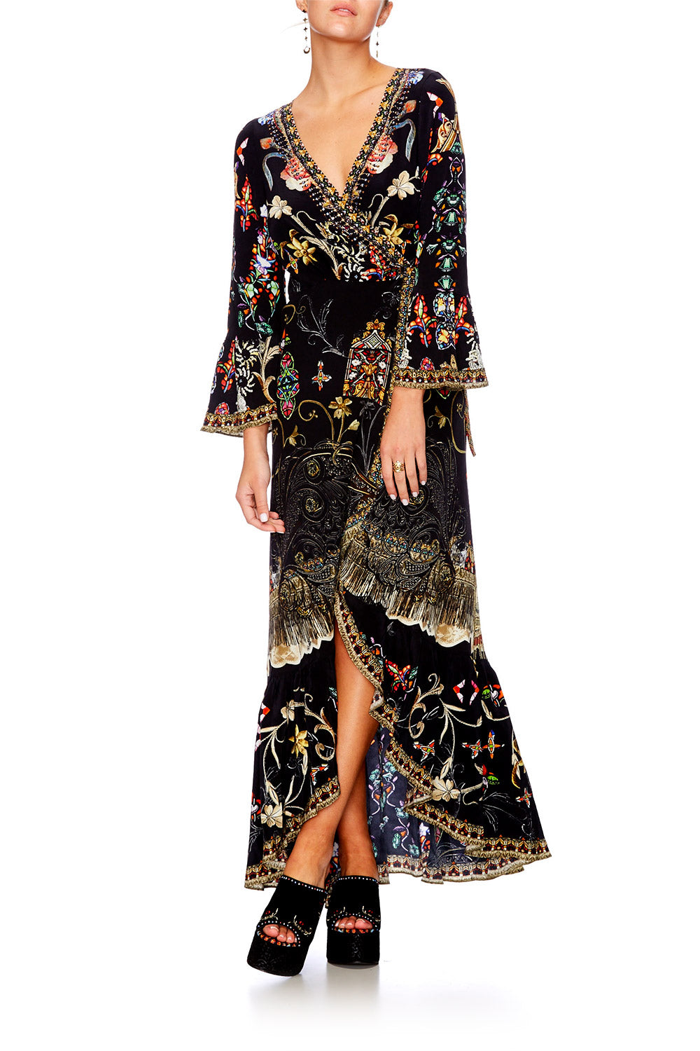 DANCING IN THE DARK LONG SLEEVE WRAP DRESS