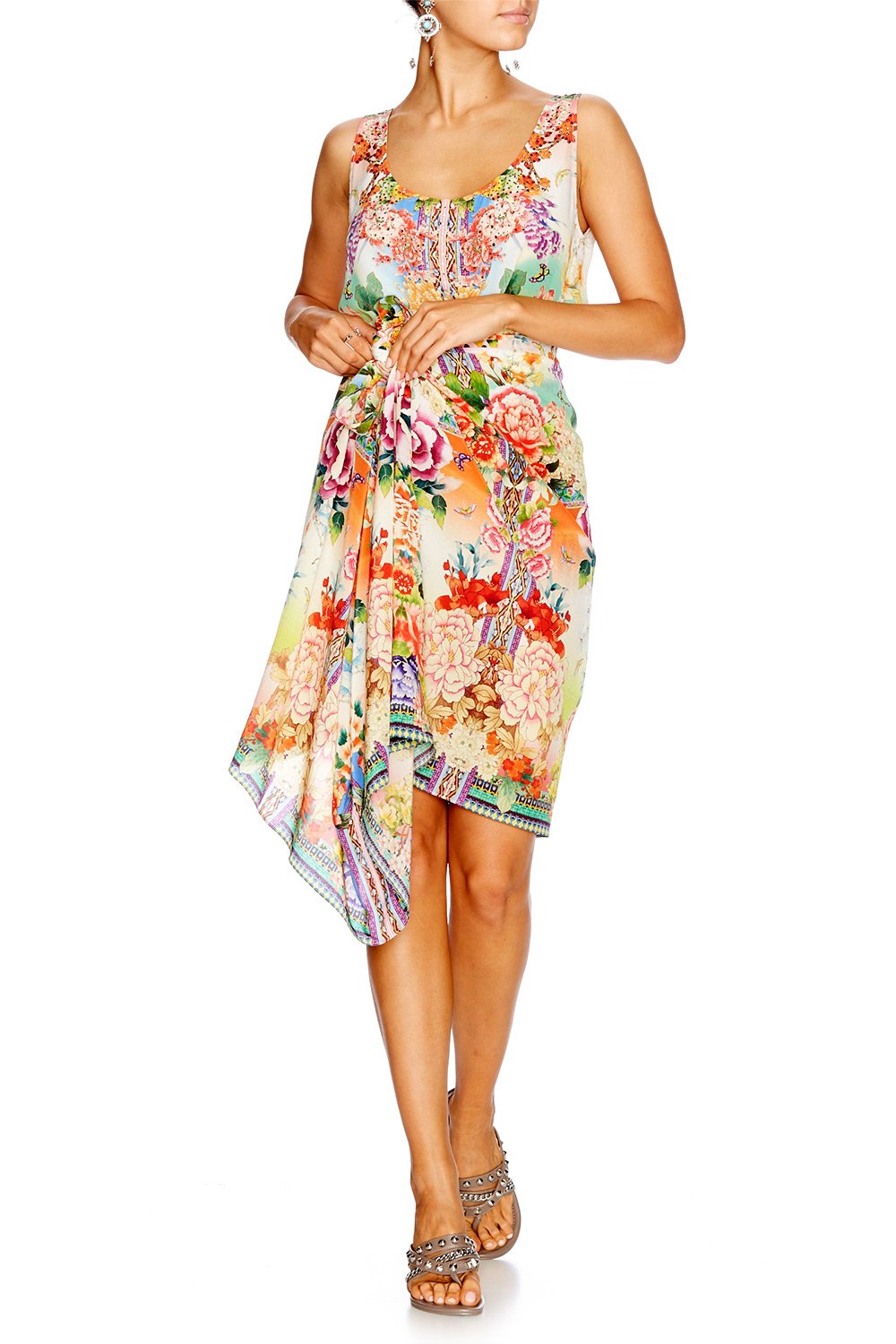 FLOWER HOUR SHORT ROUND NECK KAFTAN