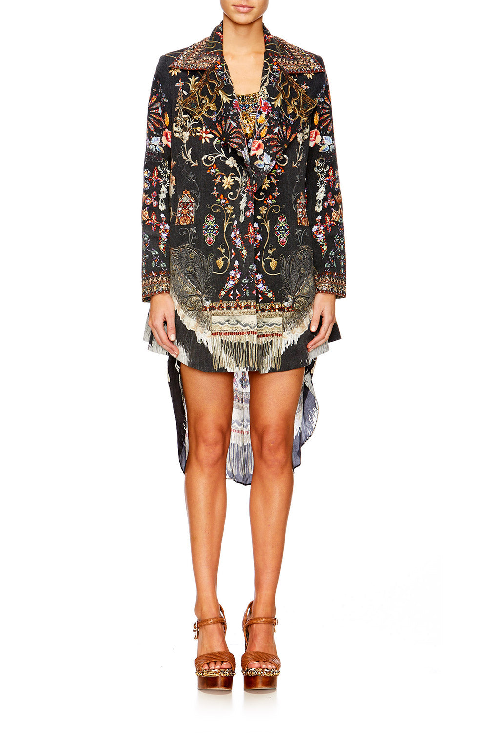 DANCING IN THE DARK OPEN COAT W WIDE COLLAR