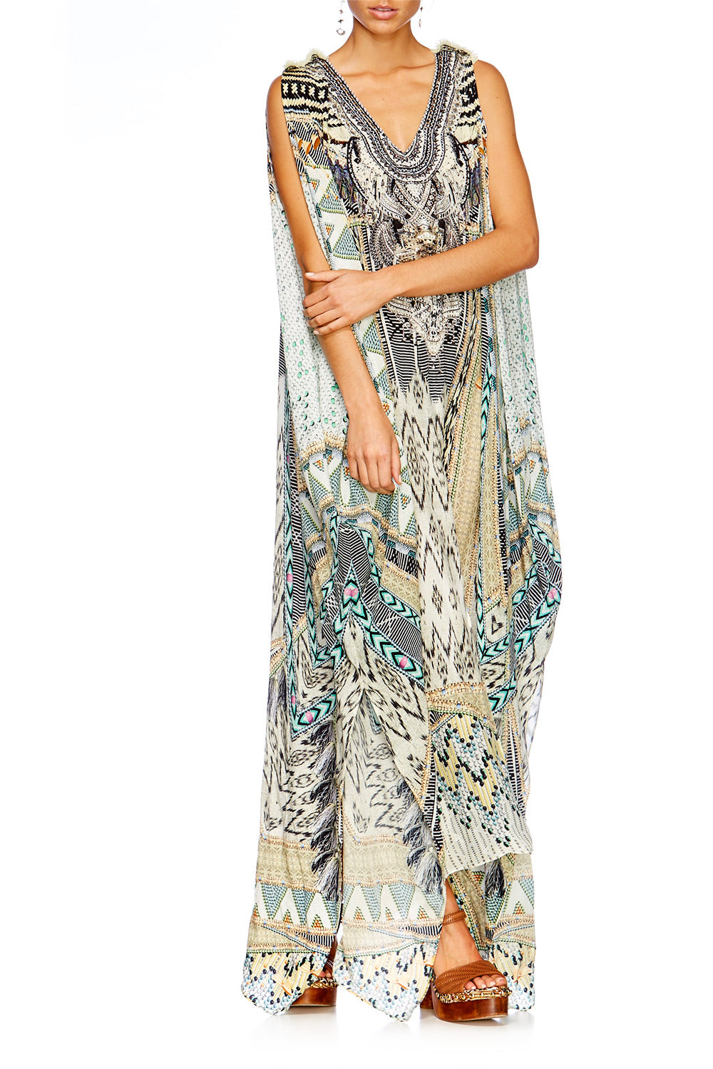 WEAVE ON SLIT FRONT & SLEEVE KAFTAN
