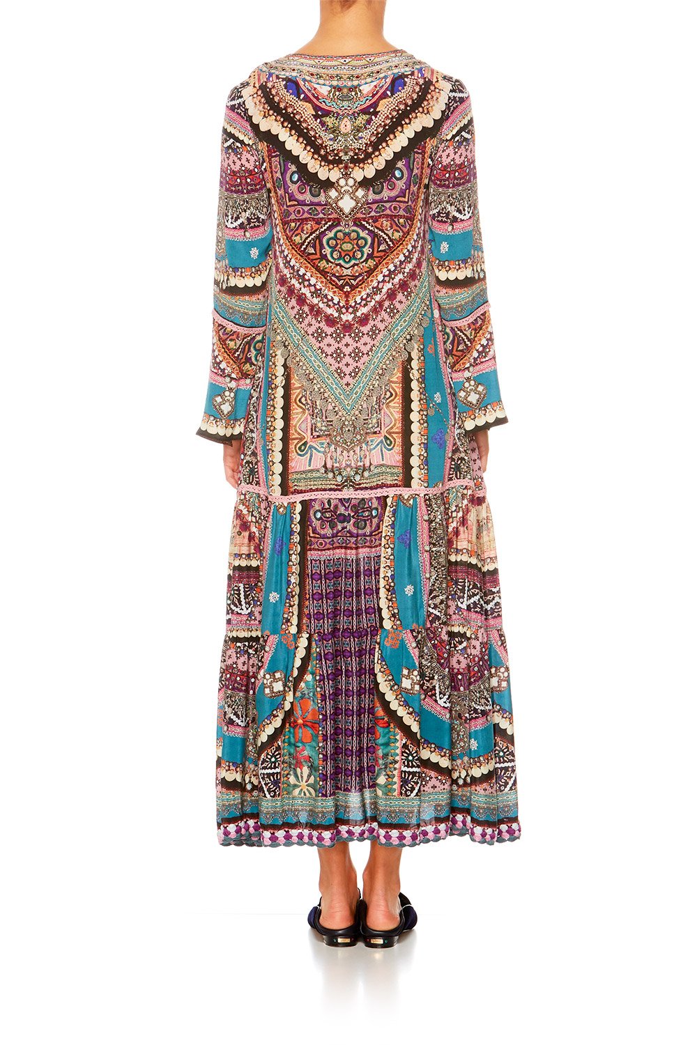 TIMES WE SHARE LACE UP DRESS W TIERED HEM