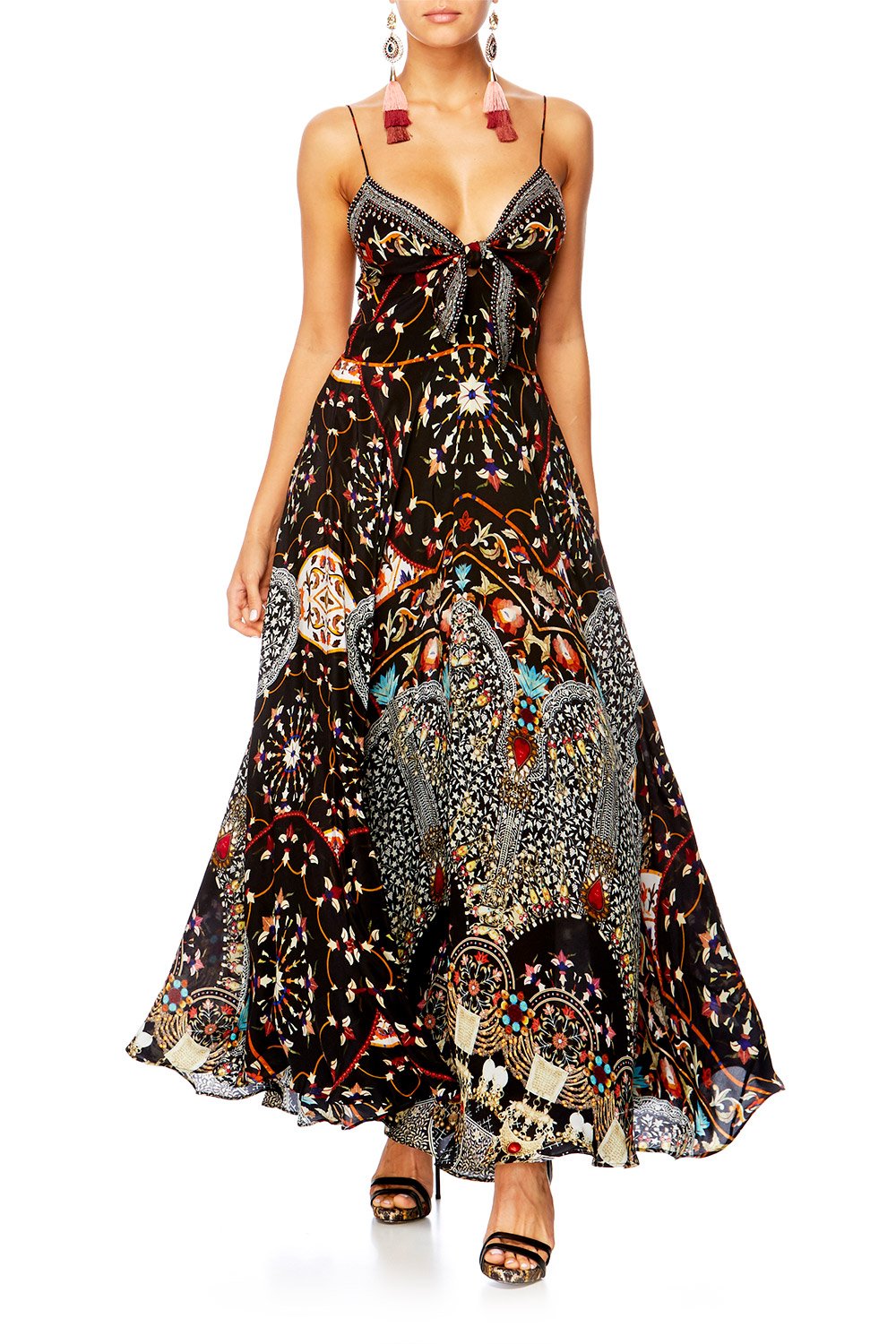 CHAMBER OF REFLECTIONS LONG DRESS W TIE FRONT