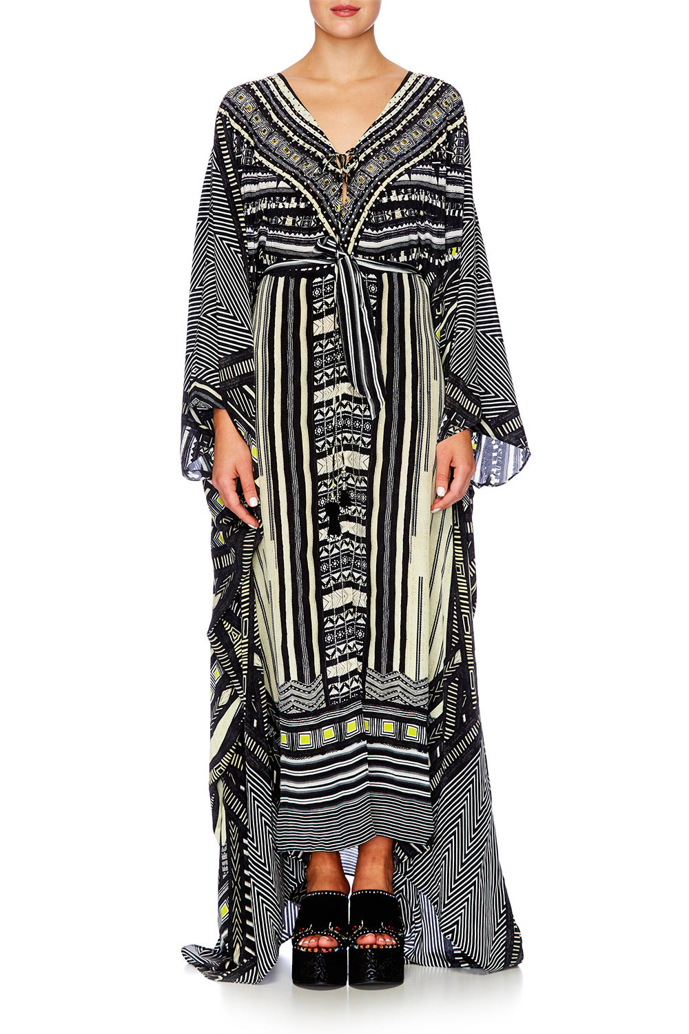 BETWEEN THE LINES SPLIT HEM LACE UP KAFTAN