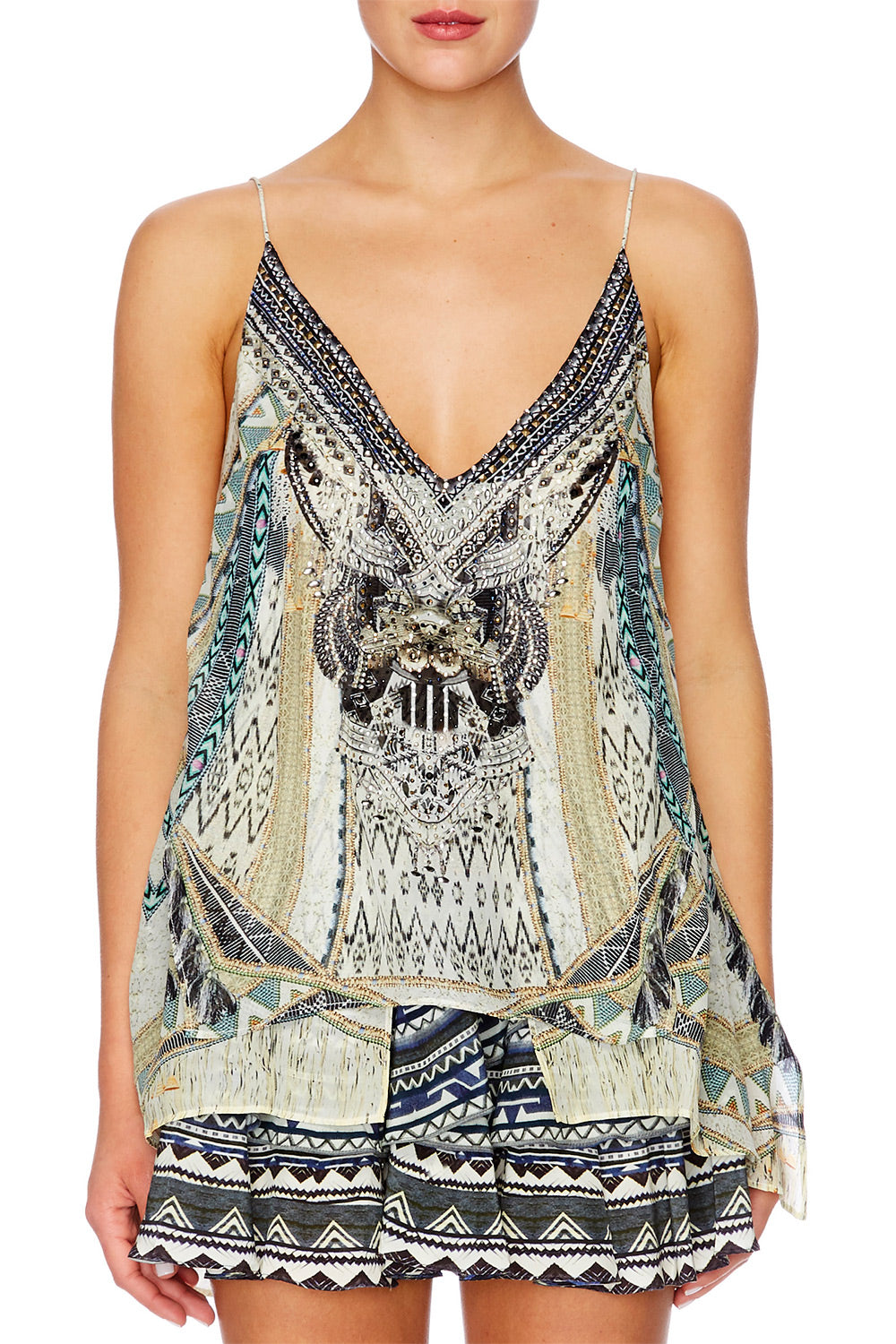 WEAVE ON MULTI LAYER V NECK TOP