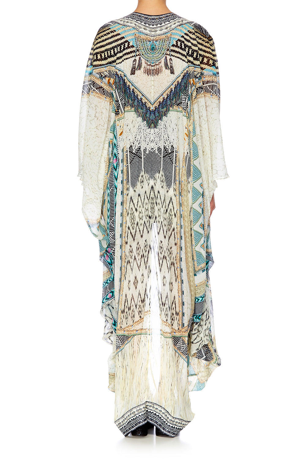 WEAVE ON LONG SLEEVE LONG CAPE