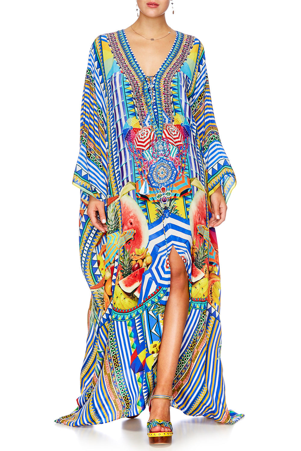 BOOK A SHADE SPLIT HEM LACE UP KAFTAN