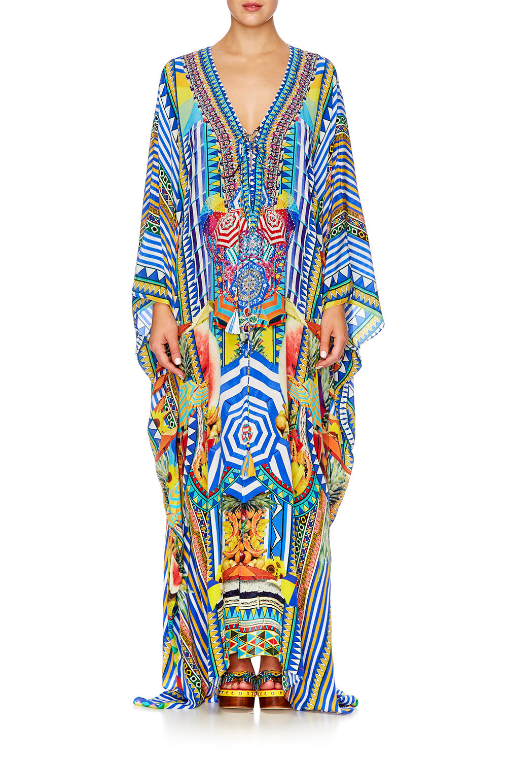 BOOK A SHADE SPLIT HEM LACE UP KAFTAN