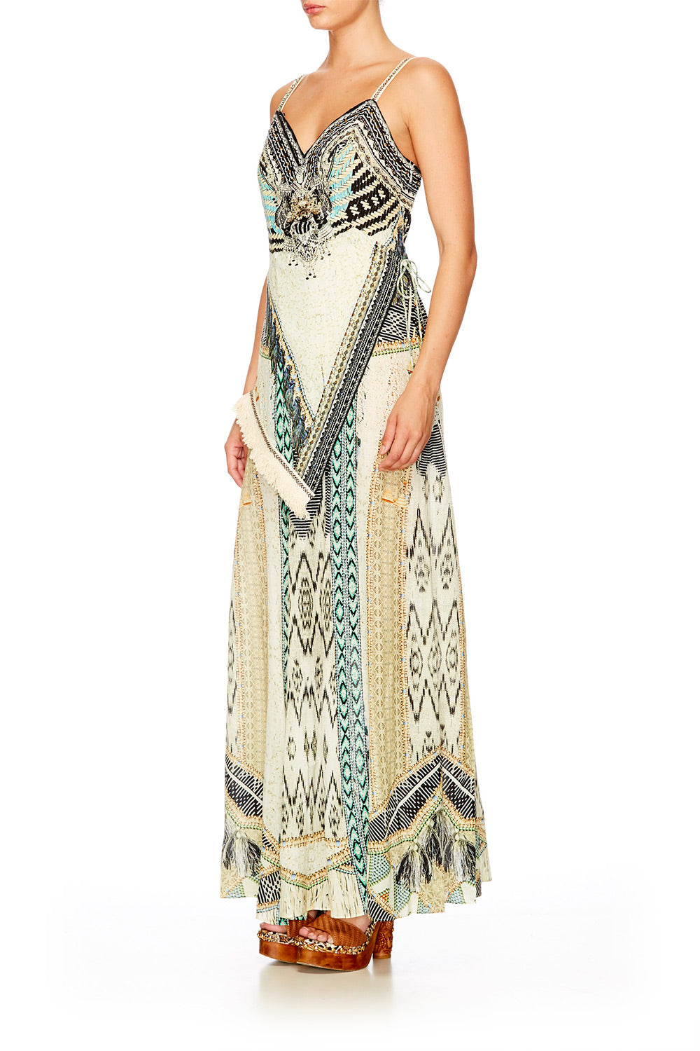 WEAVE ON ASYMMETRICAL HALTER DRESS