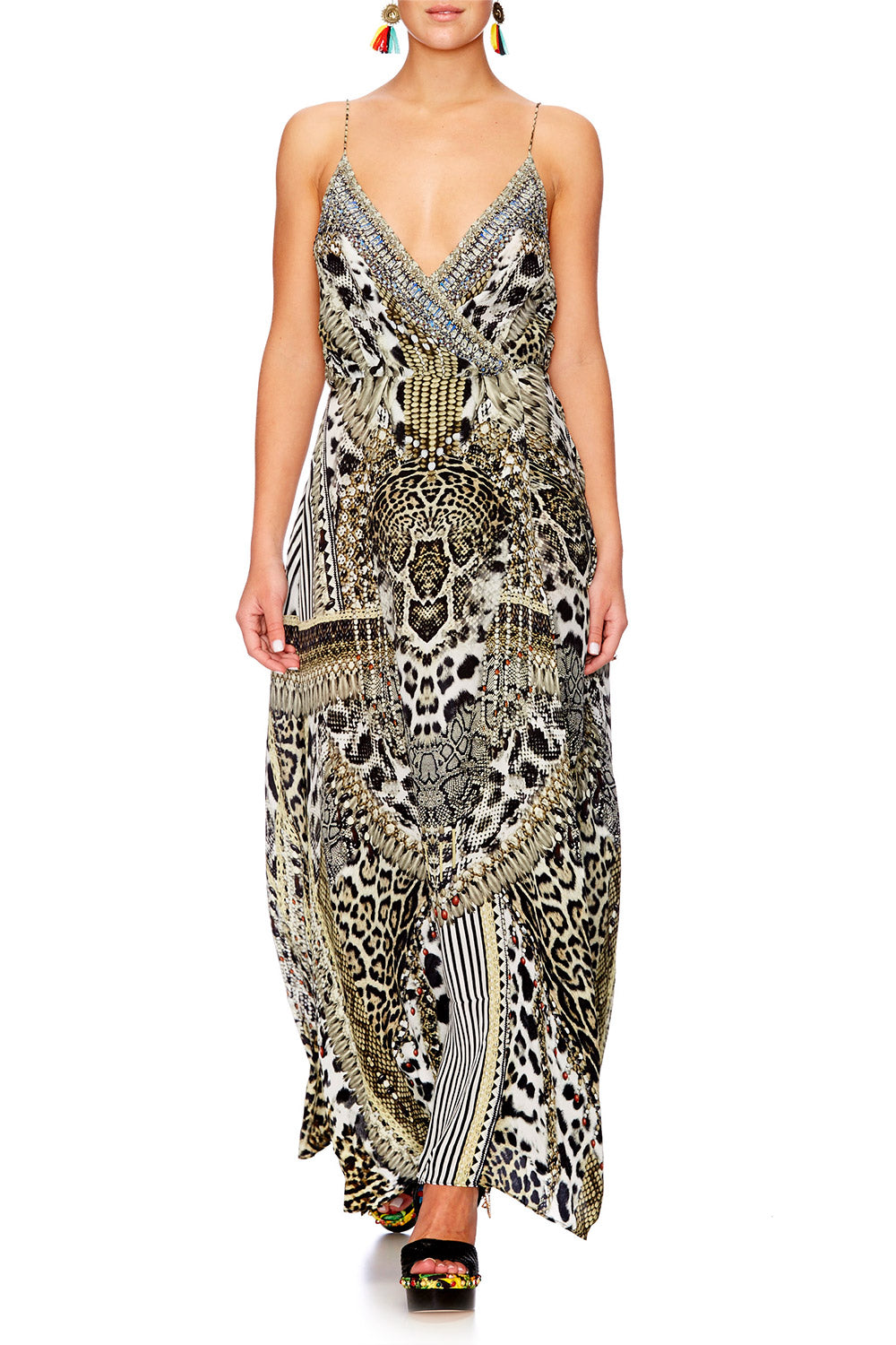ANIMAL INSTINCT STRAPPY WRAP DRESS