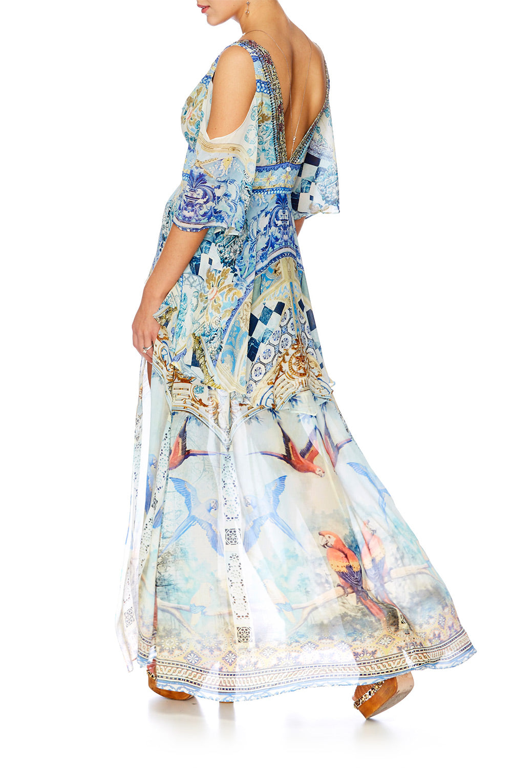 LOVERS DREAM LONG DRESS W PEPLUM OVERLAY