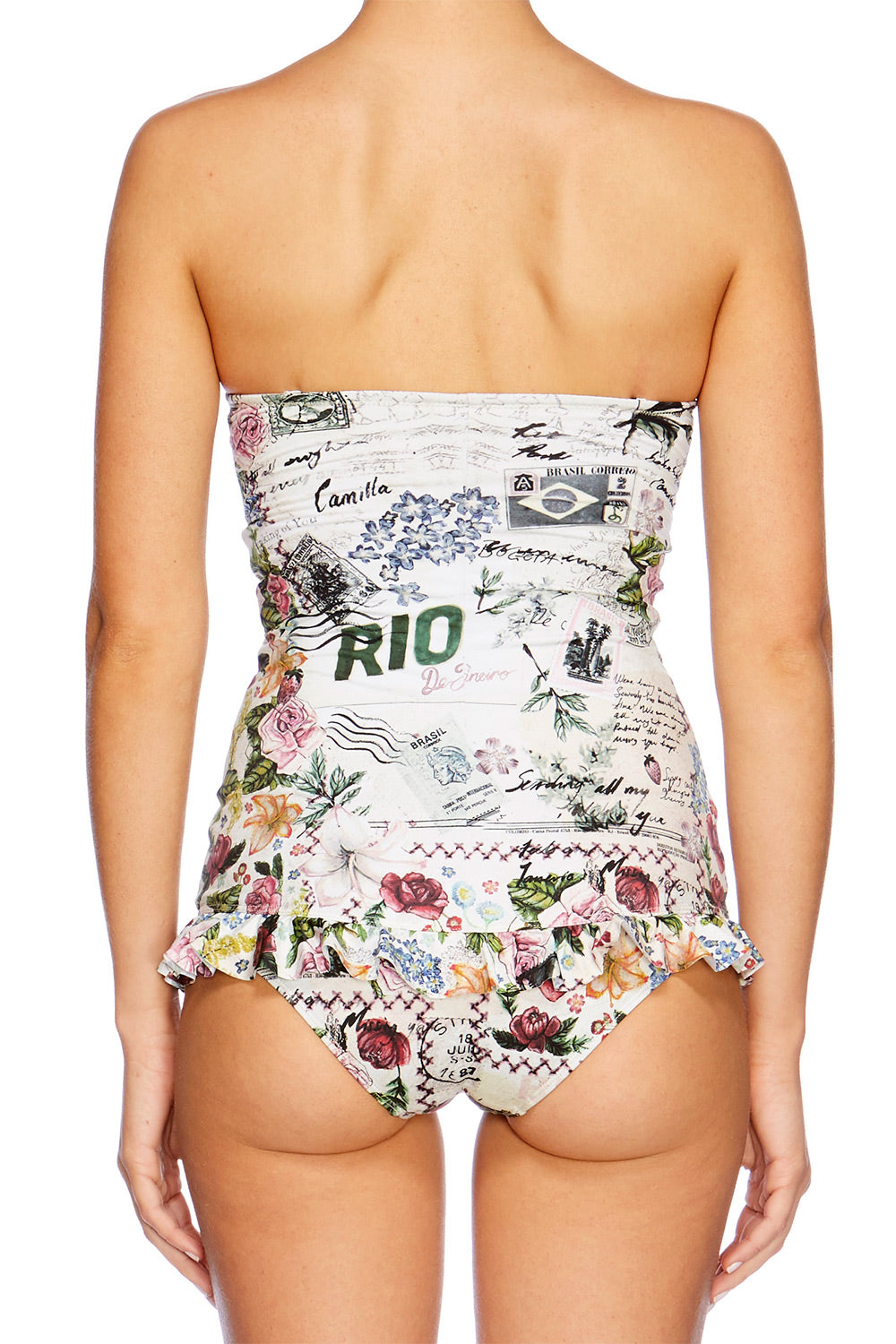 MEMORY LANE STRAPLESS FRILL ONE PIECE