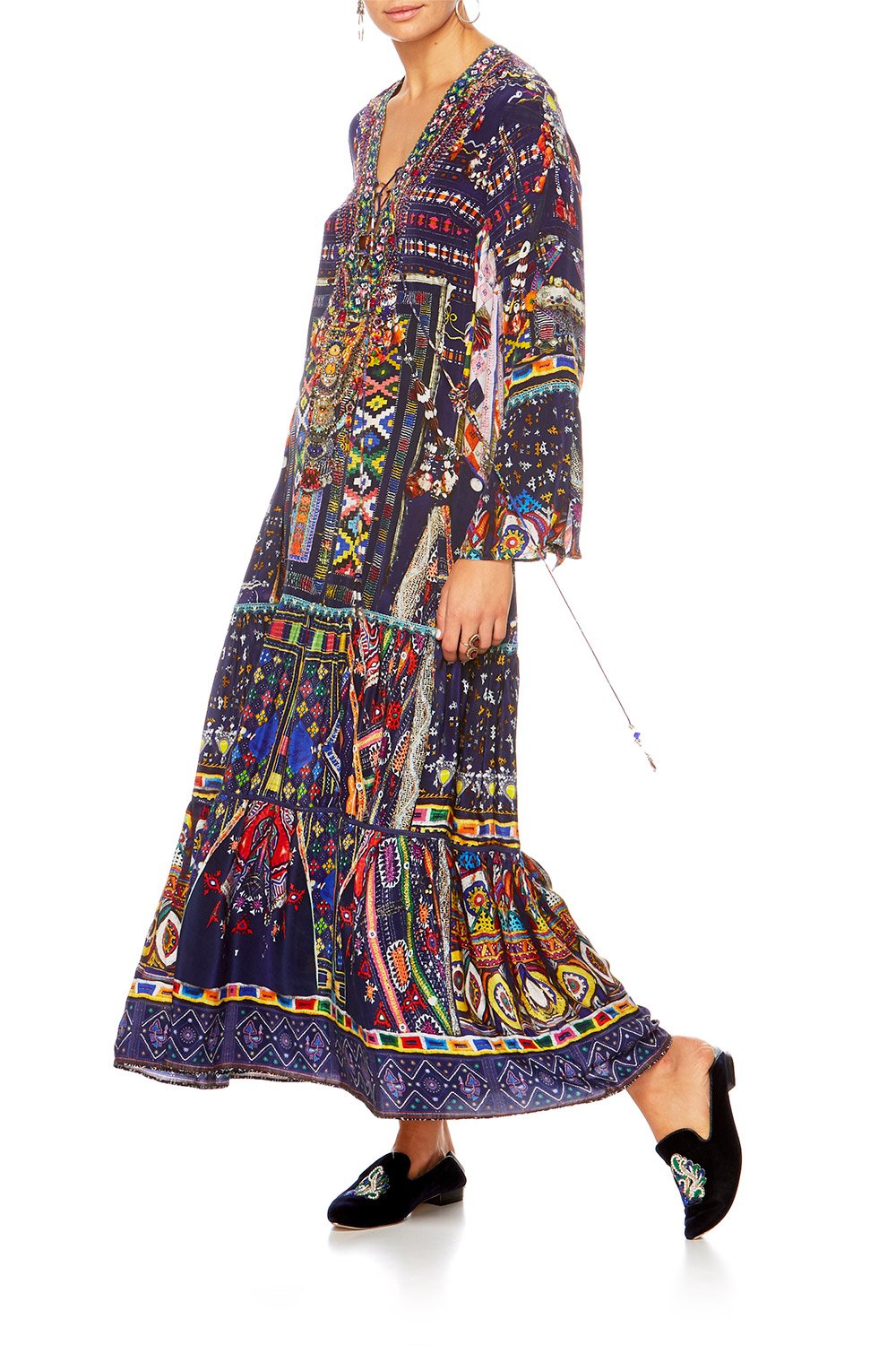 WHERE YOULL FIND ME LACE UP DRESS W TIERED HEM