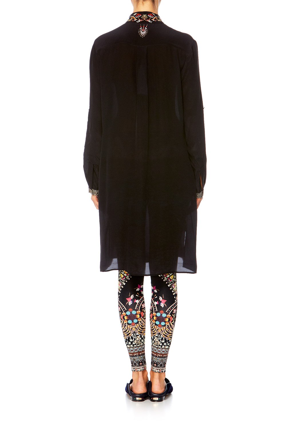 CHAMBER OF REFLECTIONS LONG LINE BLOUSE W HIGH COLLAR