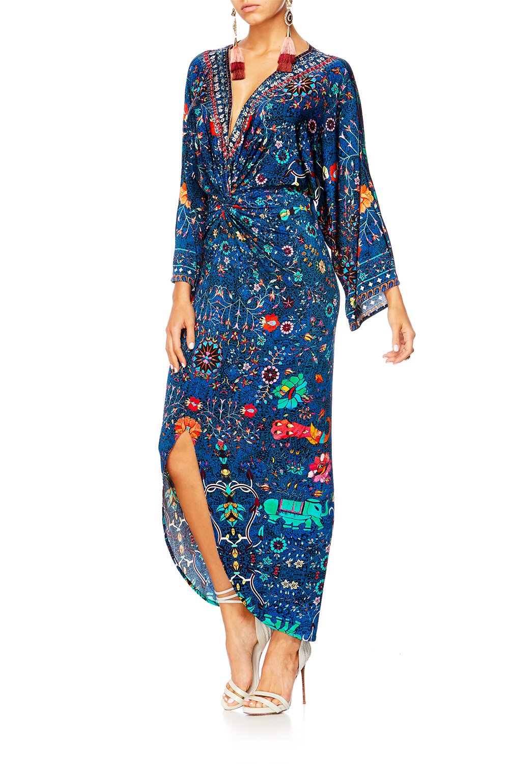 KINDNESS KALEIDOSCOPE LONG SPLIT FRONT SLIP DRESS