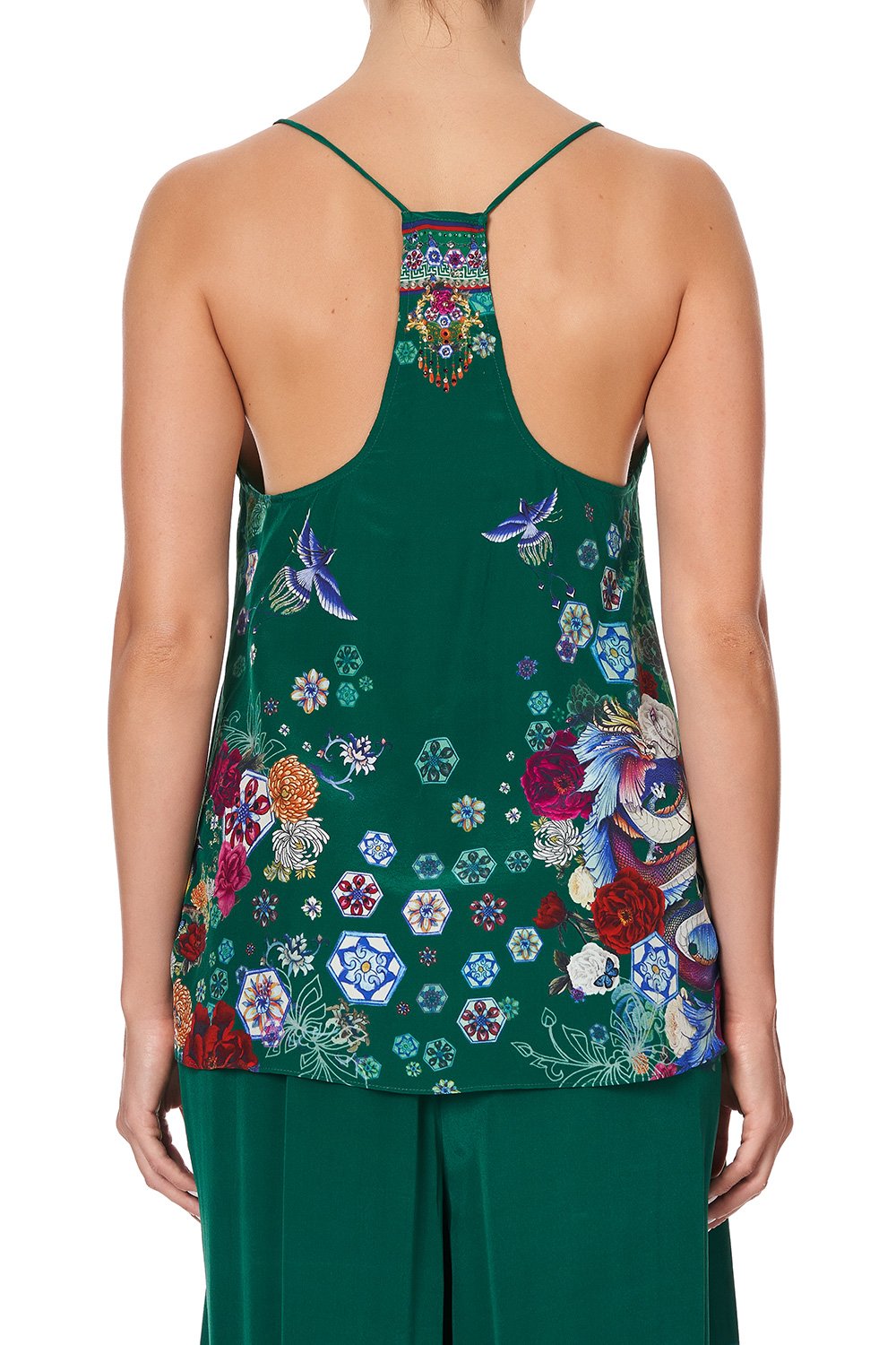 T BACK SHOESTRING TOP EMERALD'S ORBIT