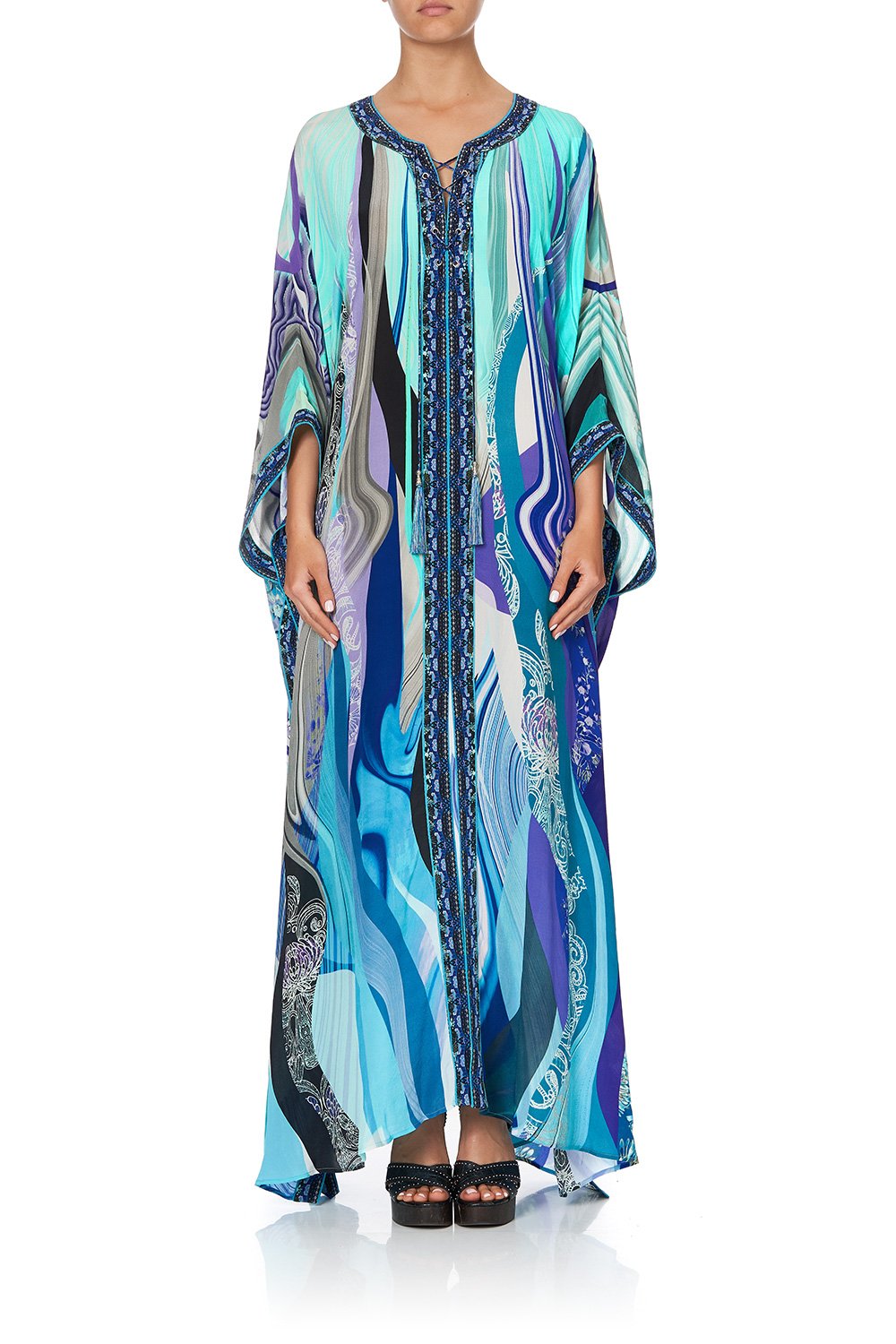 LONG LACE UP KAFTAN WITH EYELETS WATEGOS WANDERLUST
