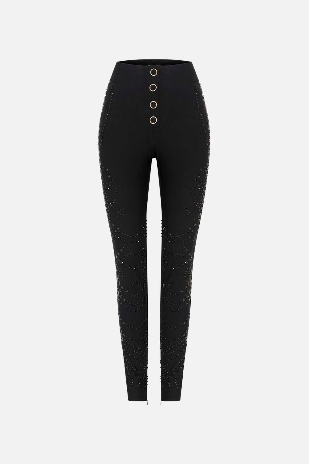 CAMILLA black ponte pant in Nouveau Noir print