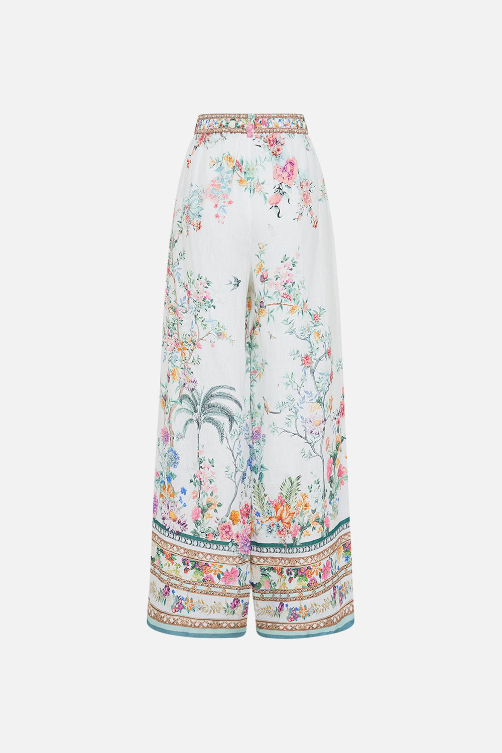 CAMILLA silk pants in Plumes and Parterres print