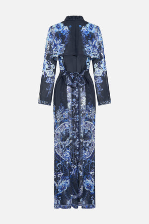 PRINTED TRENCH WITH CUTWORK LACE COLLAR DELFT DYNASTY