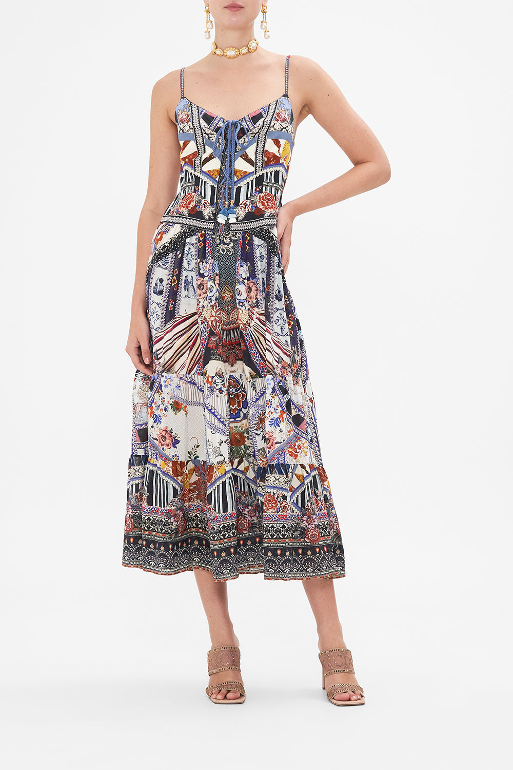CAMILLA midi dress in My Folk Art Heart print