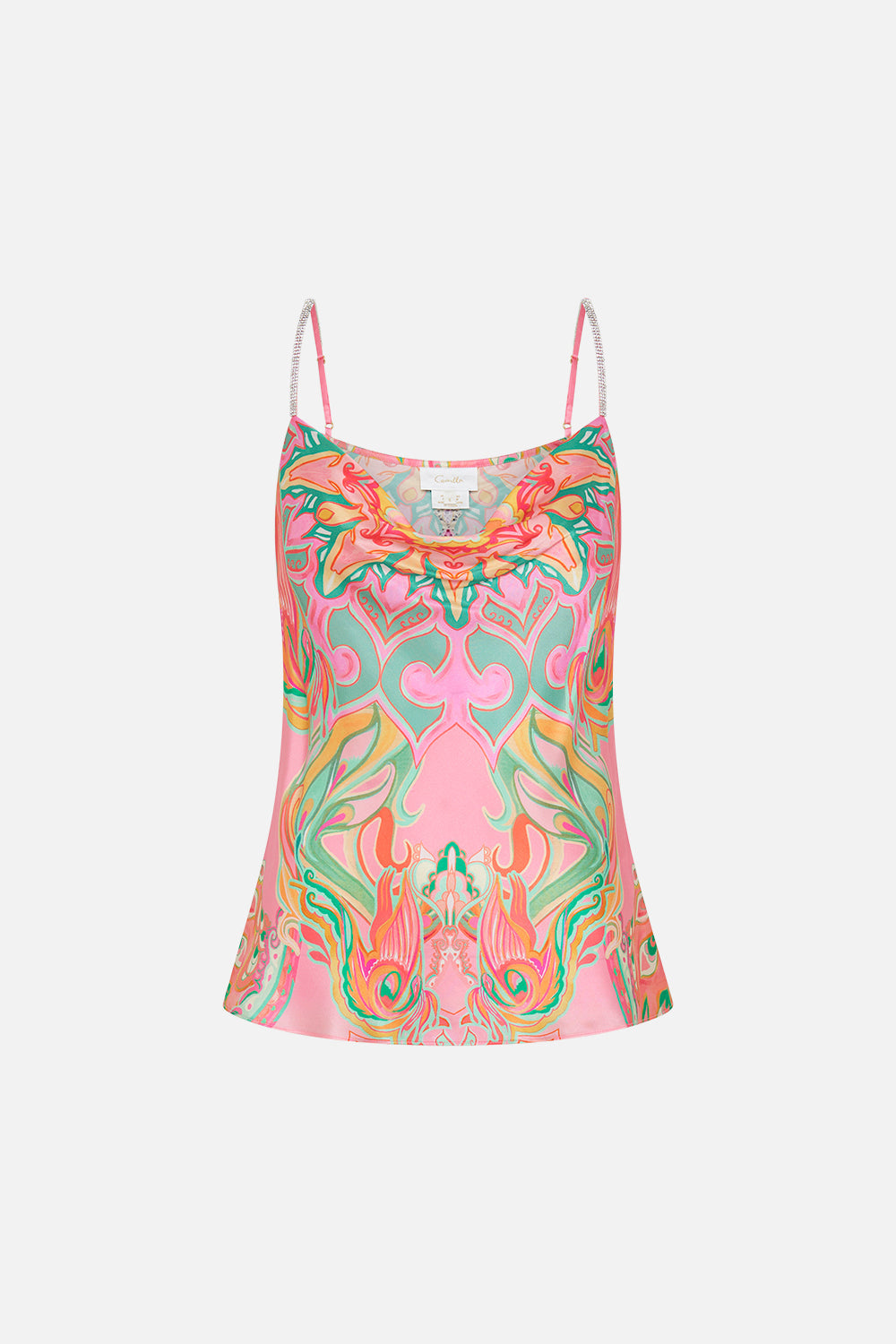 CAMILLA silk bias cut cami in Tea With Tuchinski print