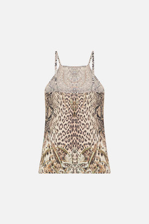 CAMILLA jersey tank top in Looking Glass Housese print 