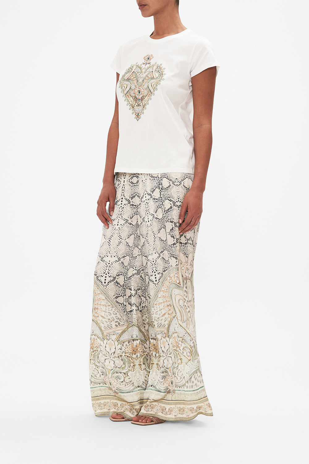 CAMILLA white graphic print t shirt Looking Glass Houses print