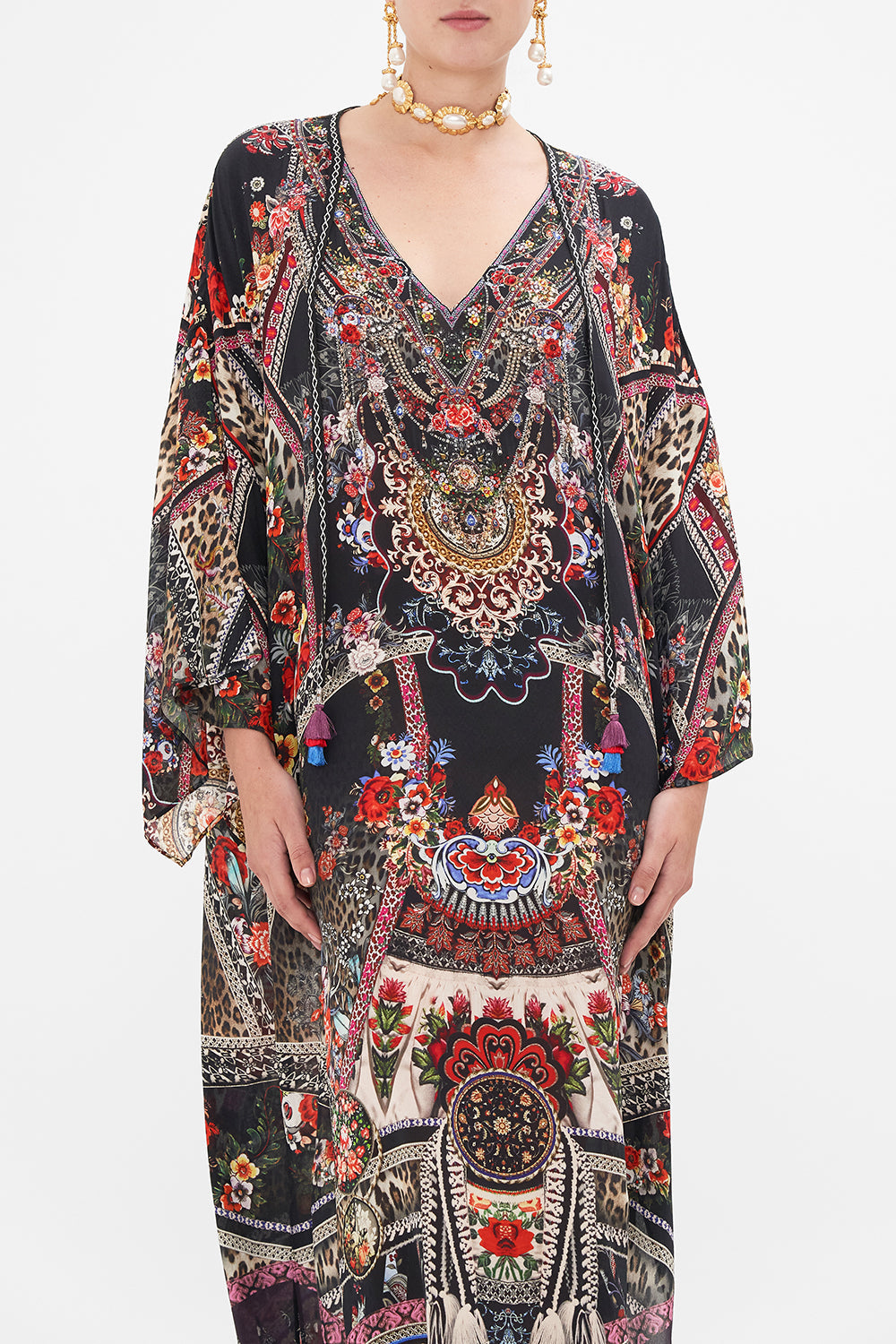 CAMILLA silk kaftan in Volendam Dolls print