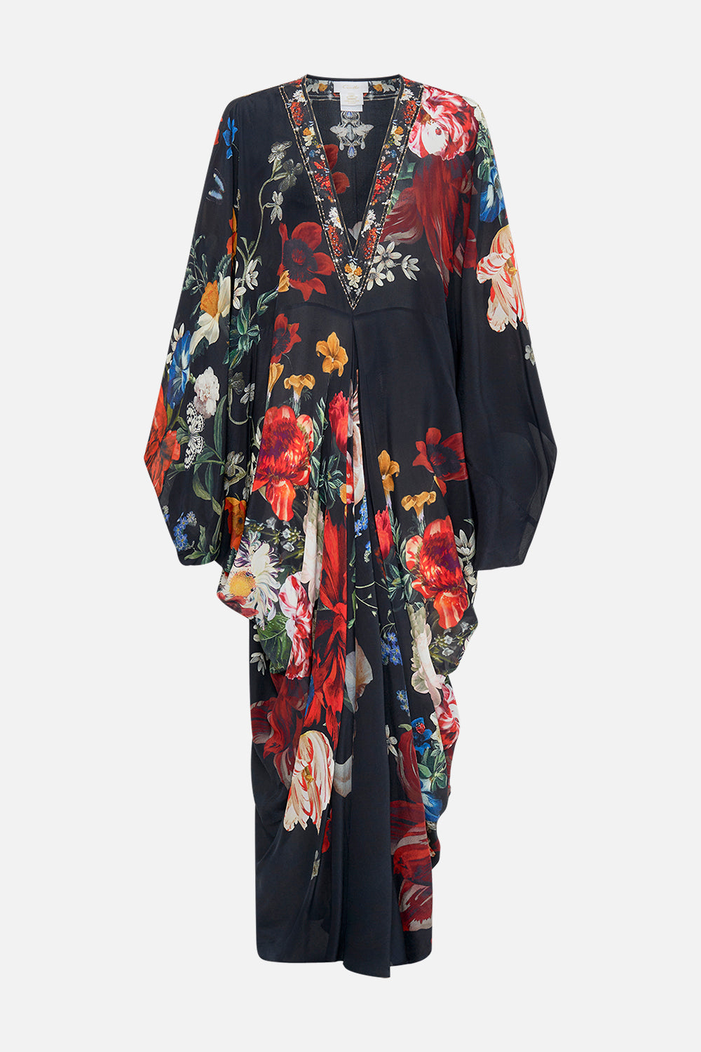 CAMILLA silk kaftan in A Still Life print
