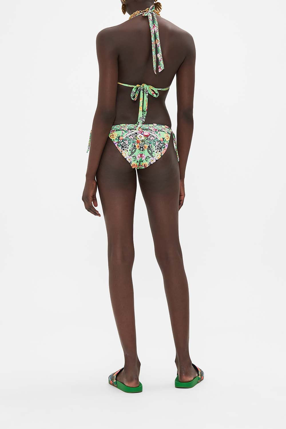 Back view of model wearing CAMILLA resort wear womens bikini in Porcelain Dream print