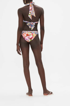 Back view of model wearing CAMILLA resort wear womens bikini in Dutch Is Life print